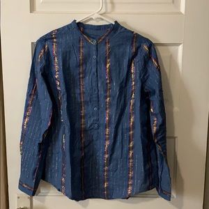 Zadig & Voltaire Blue with Rainbow Stripes Top